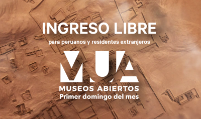 Texto: Ingreso libre para peruanos y residentes extranjeros - MUA Museos Abiertos, primer domingo del mes. Imagen: Vista cenital del santuario arqueológico de Pachacamac